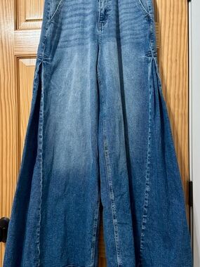 Cello Blue Wide-Leg Flared Denim Jeans